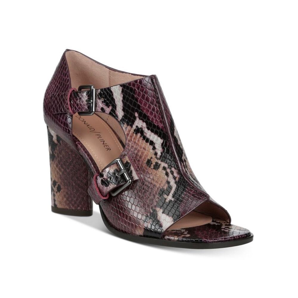 DONALD J. PLINER Fouu Shooties Snake Print Leather Peep Toe Booties Size 6.5